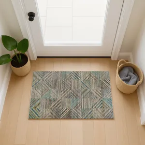 Machine Washable Nexus Teal 1\'8\" x 2\'6\" Rug