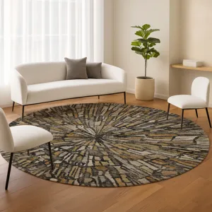 Machine Washable Nexus Black 8\' x 8\' Round Rug