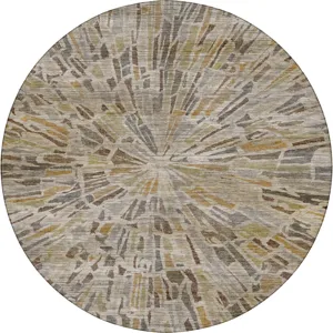 Machine Washable Nexus Ivory 8\' x 8\' Round Rug