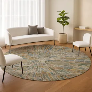 Machine Washable Nexus Seaside 8\' x 8\' Round Rug