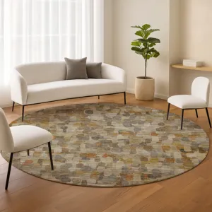 Machine Washable Nexus Beige 8\' x 8\' Round Rug