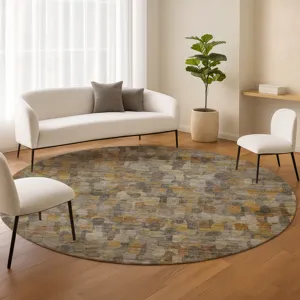 Machine Washable Nexus Gray 8\' x 8\' Round Rug