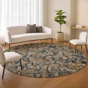 Machine Washable Nexus Navy 8\' x 8\' Round Rug
