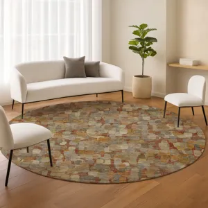 Machine Washable Nexus Paprika 8\' x 8\' Round Rug