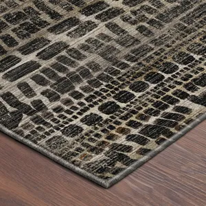Machine Washable Nexus Black 2\'3\" x 7\'6\" Runner Rug