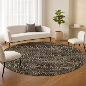 Machine Washable Nexus Black 8\' x 8\' Round Rug