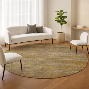 Machine Washable Nexus Gold 8\' x 8\' Round Rug