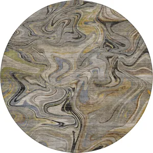 Machine Washable Nexus Gray 8' x 8' Round Rug