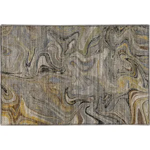 Machine Washable Nexus Gray 1\'8\" x 2\'6\" Rug