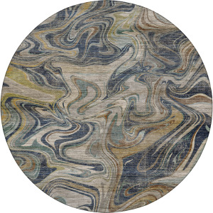 Machine Washable Nexus Navy 8' x 8' Round Rug