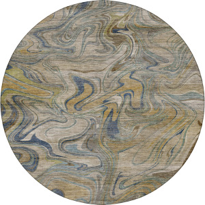 Machine Washable Nexus Putty 8' x 8' Round Rug
