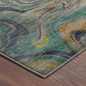 Machine Washable Nexus Teal 5\' x 7\'6\" Rug