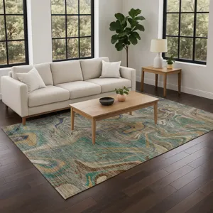 Machine Washable Nexus Teal 5\' x 7\'6\" Rug