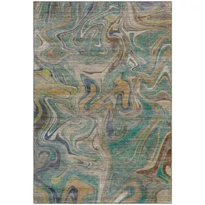 Machine Washable Nexus Teal Rug