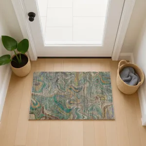 Machine Washable Nexus Teal 1\'8\" x 2\'6\" Rug
