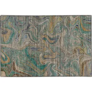 Machine Washable Nexus Teal Rug