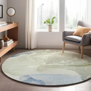 Luxury Washable Odyssey Sky 8\' x 8\' Round Rug
