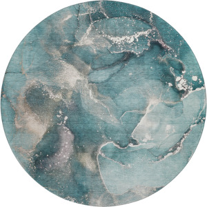 Luxury Washable Odyssey Teal 8' x 8' Round Rug