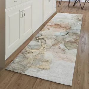 Luxury Washable Odyssey Tan 2\'3\" x 7\'6\" Runner Rug