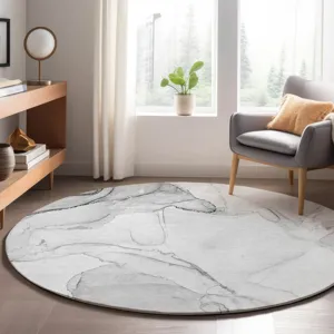 Luxury Washable Odyssey Gray 8\' x 8\' Round Rug