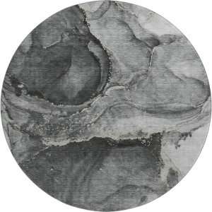 Luxury Washable Odyssey Charcoal 8' x 8' Round Rug