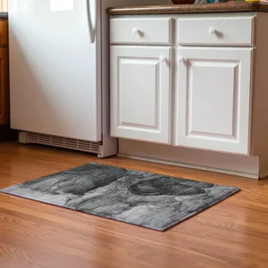 Luxury Washable Odyssey Charcoal 1\'8\" x 2\'6\" Rug