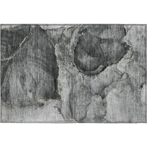 Luxury Washable Odyssey Charcoal 1\'8\" x 2\'6\" Rug