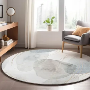 Luxury Washable Odyssey Pearl 8\' x 8\' Round Rug
