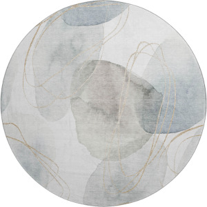 Luxury Washable Odyssey Pearl 8' x 8' Round Rug