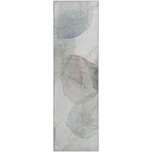 Luxury Washable Odyssey Pearl 2\'3\" x 7\'6\" Runner Rug