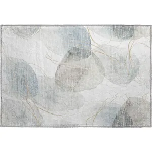 Luxury Washable Odyssey Pearl 1\'8\" x 2\'6\" Rug