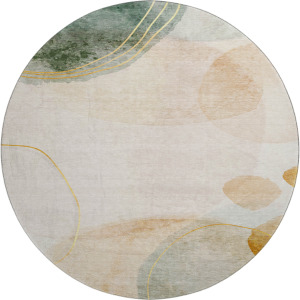 Luxury Washable Odyssey Beige 8' x 8' Round Rug