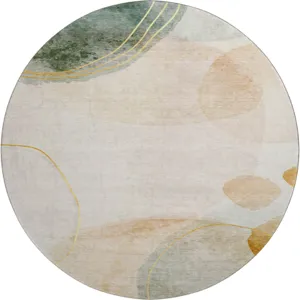 Luxury Washable Odyssey Beige 8\' x 8\' Round Rug