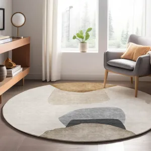 Luxury Washable Odyssey Taupe 8\' x 8\' Round Rug