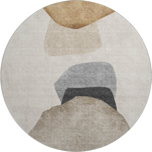 Luxury Washable Odyssey Taupe 8' x 8' Round Rug