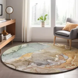 Luxury Washable Odyssey Taupe 8\' x 8\' Round Rug