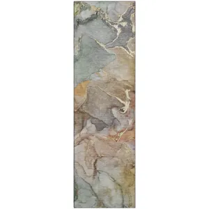 Luxury Washable Odyssey Taupe 2\'3\" x 7\'6\" Runner Rug