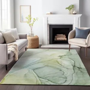 Luxury Washable Odyssey Aloe 2\'6\" x 3\'10\" Rug