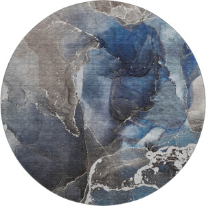 Luxury Washable Odyssey Blue 8' x 8' Round Rug