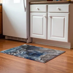 Luxury Washable Odyssey Blue 1\'8\" x 2\'6\" Rug