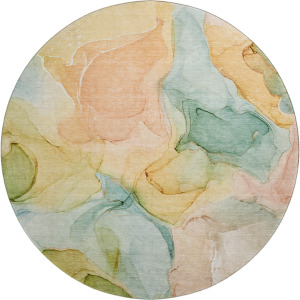 Luxury Washable Odyssey Beige 8' x 8' Round Rug