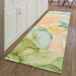 Luxury Washable Odyssey Beige 2\'3\" x 7\'6\" Runner Rug