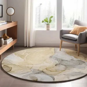 Luxury Washable Odyssey Taupe 8\' x 8\' Round Rug