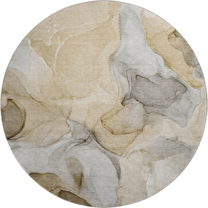 Luxury Washable Odyssey Taupe 8' x 8' Round Rug