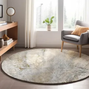 Luxury Washable Odyssey Taupe 8\' x 8\' Round Rug