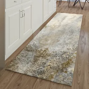 Luxury Washable Odyssey Taupe 2\'3\" x 7\'6\" Runner Rug
