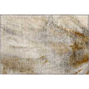 Luxury Washable Odyssey Taupe 1\'8\" x 2\'6\" Rug