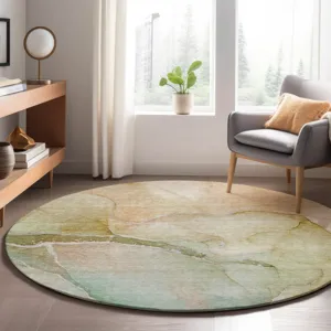 Luxury Washable Odyssey Taupe 8\' x 8\' Round Rug