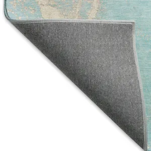 Luxury Washable Odyssey Teal 2\'3\" x 7\'6\" Runner Rug