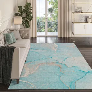 Luxury Washable Odyssey Teal 5\' x 7\'6\" Rug
